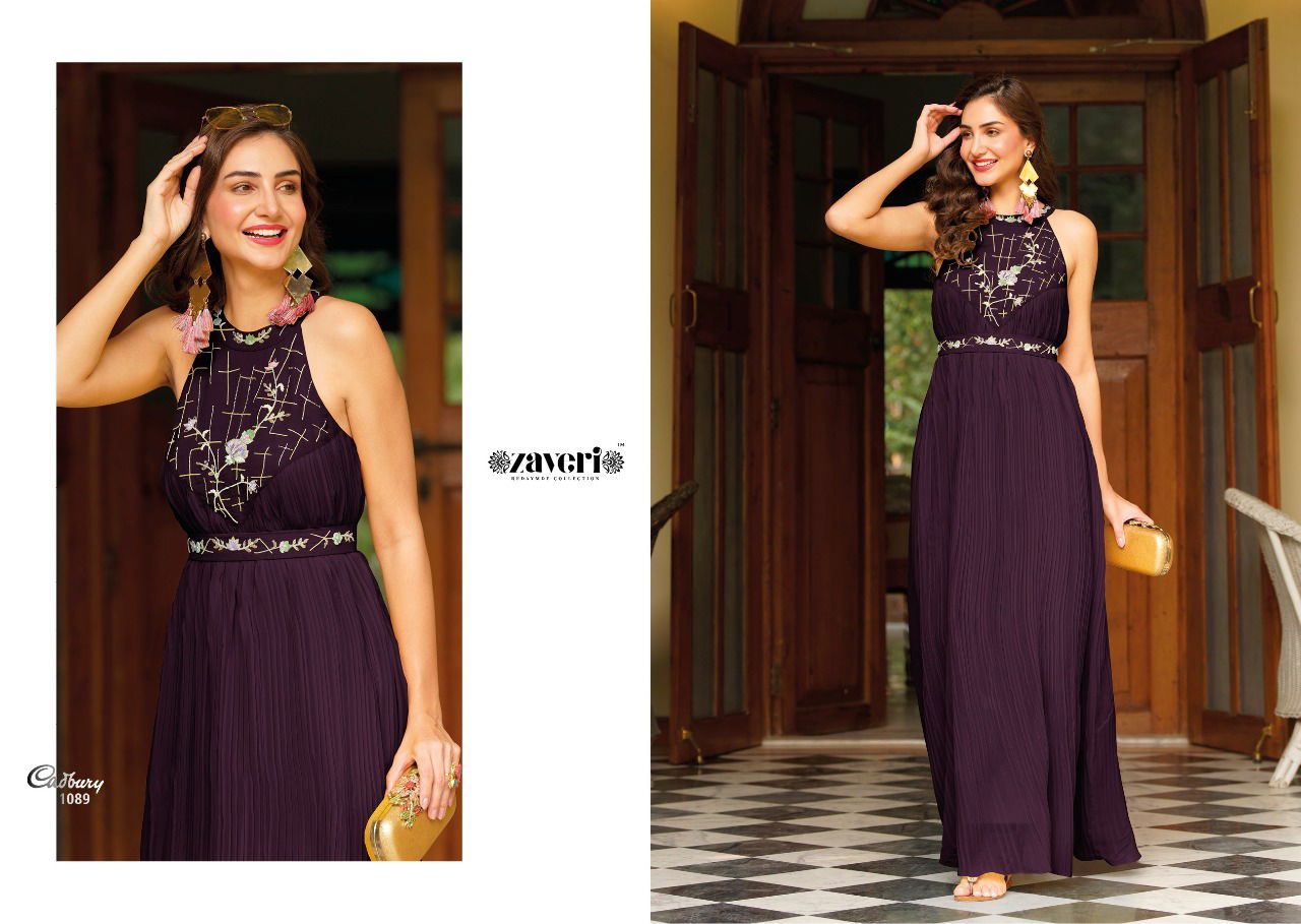 Zaveri Cadbury Stylish Party Wear Wholesale Designer Kurtis